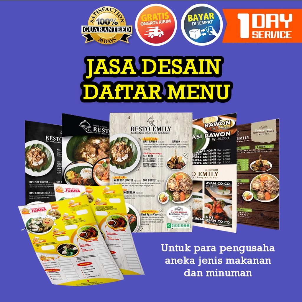 Jual Jasa Desain Daftar Menu Makanan Dan Minuman Restoran Profesional Shopee Indonesia 9722