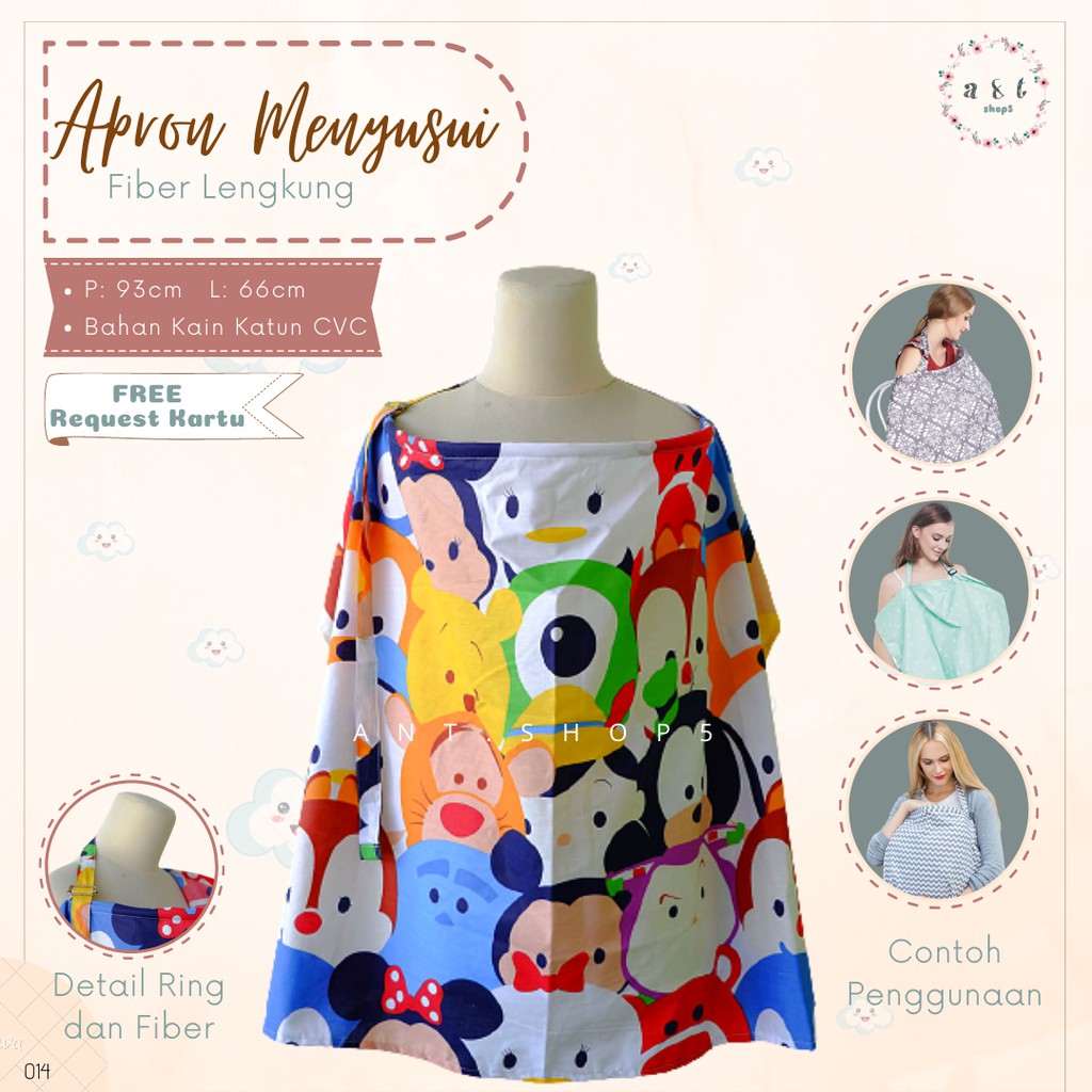 Jual Apron Cover Menyusui Bayi Motif Mickey Mouse Bahan Katun CVC Halus ...
