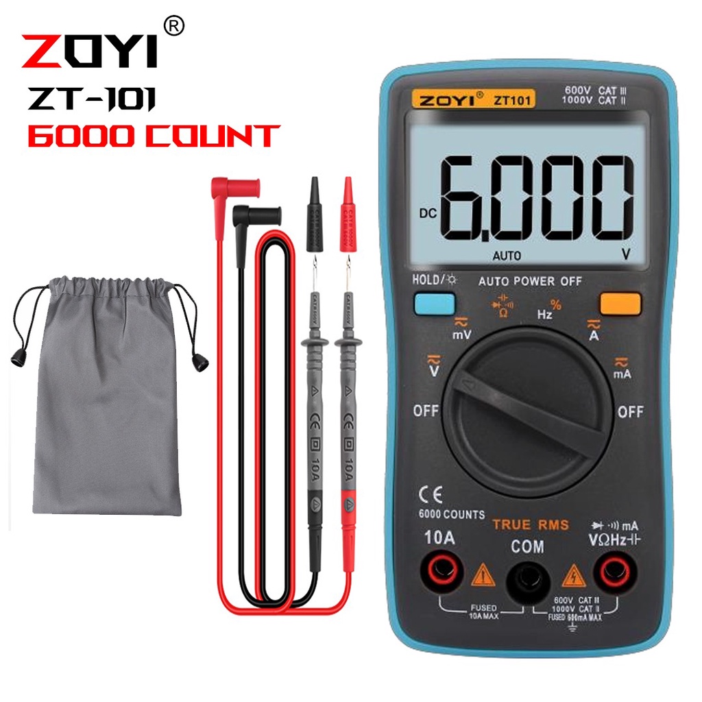 Jual Zoyi ZT101 Digital Multimeter 6000 counts Backlight AC Current DC ...