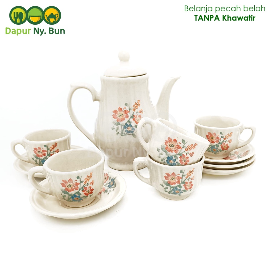 Jual Teko Set Nikura Motif Bunga Teko And Tutup 5 Cangkir And 5 Saucer Shopee Indonesia 7425