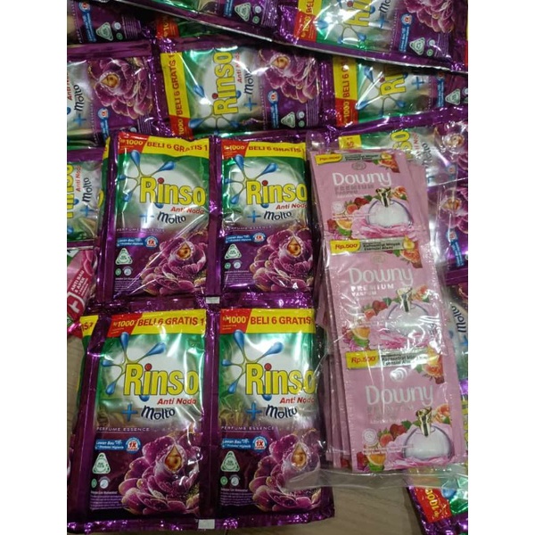 Jual paket rinso sachet eceran seribu x 12 pcs, downy 500 dpt 12 pcs ...