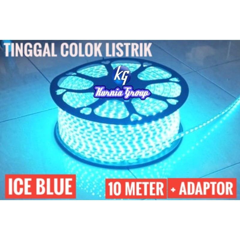 Jual Lampu Led Strip ICE BLUE 10 Meter + Adaptor AC 220V BIRU ES ...