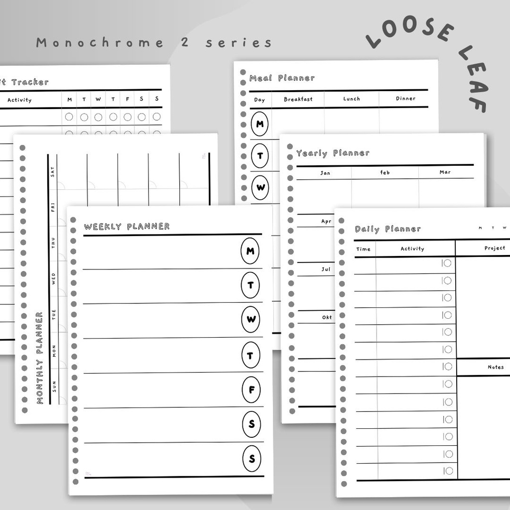 Jual Loose Leaf / Isi Binder Solucine - 12 Lembar - A5 / B5 - Monochrome 2 Series - Yearly ...