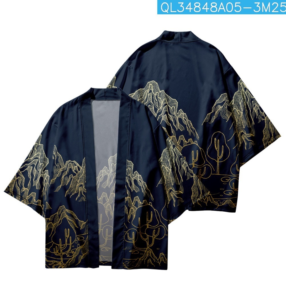 Jual kimono jepang Simple Landscape Painting Loose Japanese Kimono ...