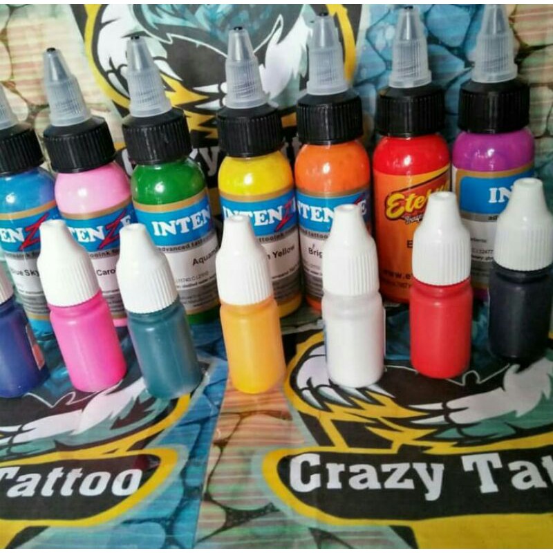 Jual tinta tattoo INTENZE dan Eternal Ink per botol 5ML tato pigment ...