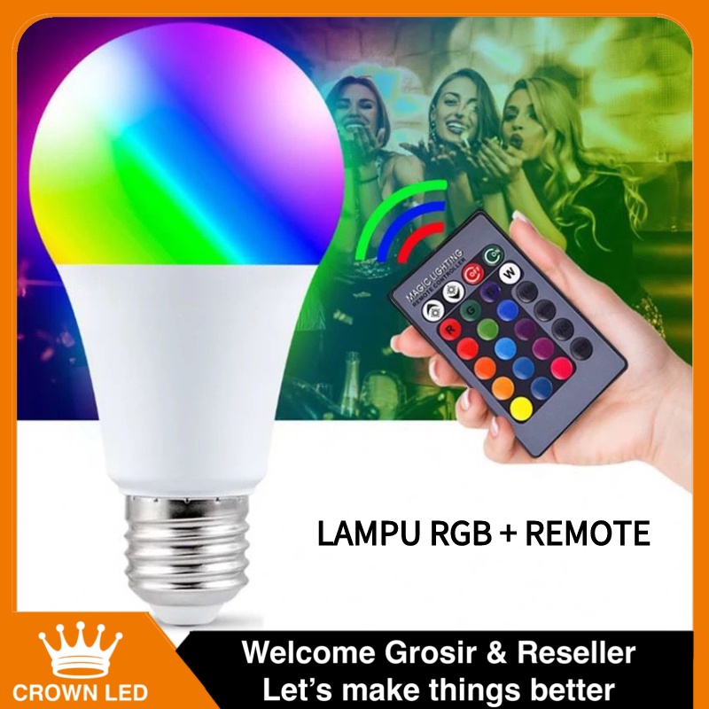 Jual Lampu Bohlam LED RGB RGBW 16 Warna + Remote 7W Fitting E27 Awet ...