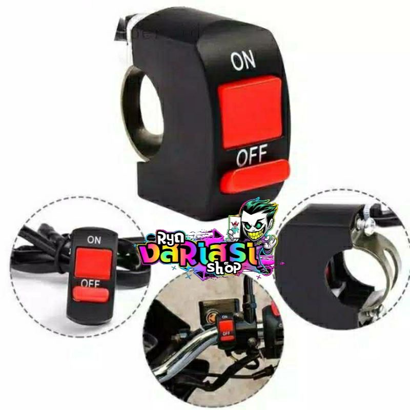 Jual saklar on off lampu saklar tombol on off stang universal | Shopee ...