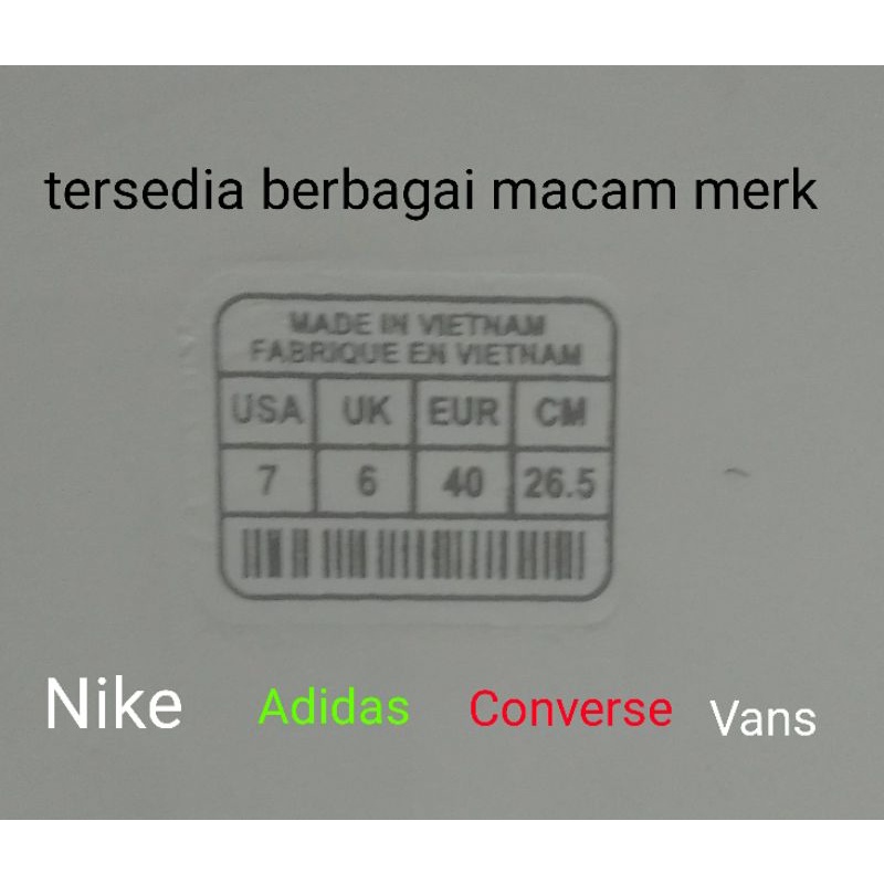 Jual label size sepatu gosok isi 5 lembar ,uk 39s/d43 | Shopee Indonesia