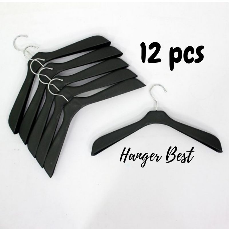 Jual Hanger Gantungan Plastik Distro 181 Gantungan Baju Jas Berkualitas 1 Lusin Hitam Hanger 5001