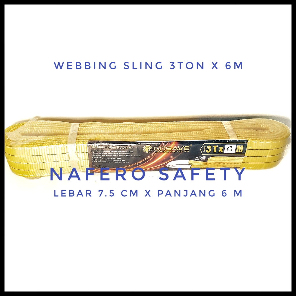 Jual WEBBING SLING POLYESTER TALI PENGANGKAT PENARIK PENGIKAT 3TON X 6M ...