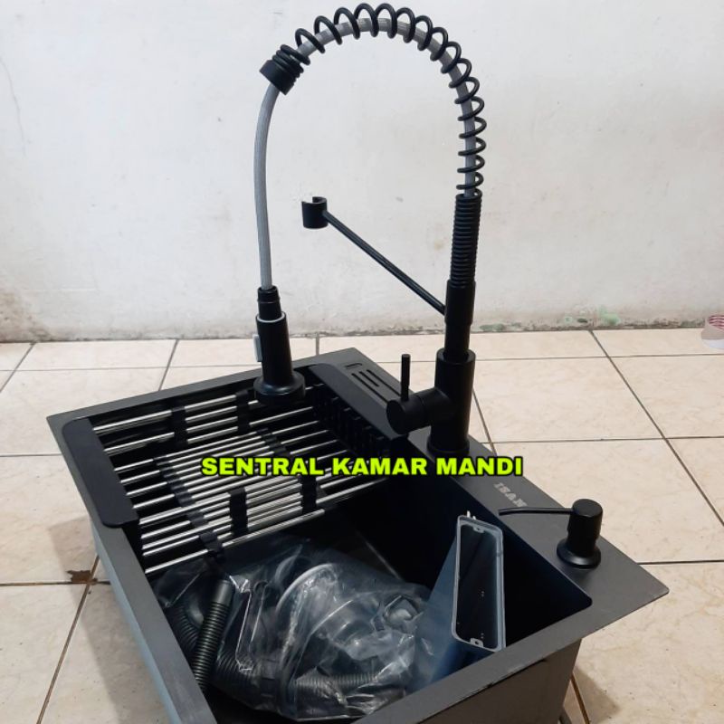 Jual Paket Lengkap Sink Hitam Kitchen Sink Black Stainless Bak