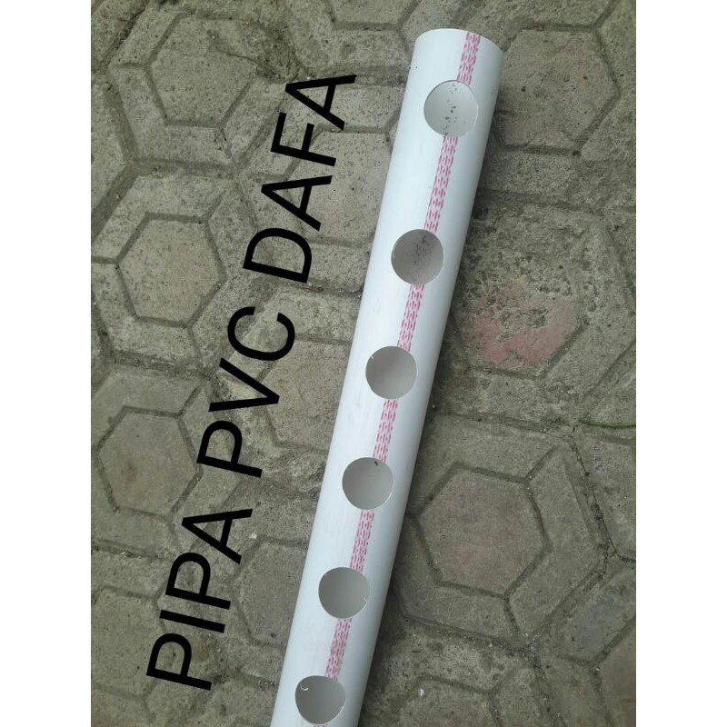 Pipa hidroponik 2" 60cm 6lubang plus tutup                                                         .