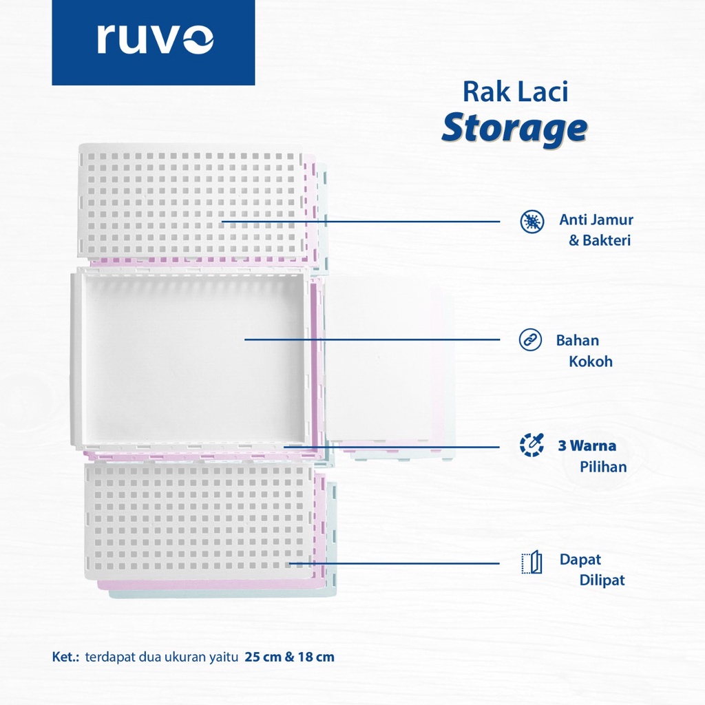 Jual RUVO Rak Laci Lipat Storage Box Susun Tempat Penyimpanan Pakaian ...