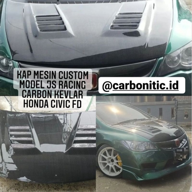 Jual Kap Mesin Custom Model JS Racing Honda Civic Fd Carbon Kevlar Asli ...