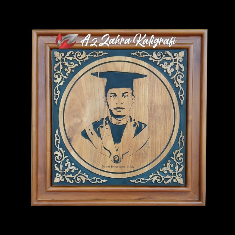 Jual kaligrafi ukir jepara kayu jati azk36 disen sketsa wajah bisa ...