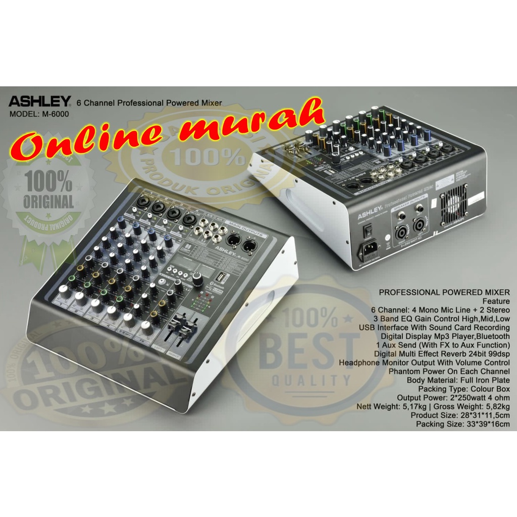 Jual power mixer ashley m6000 ashley m 6000 garansi resmi original
