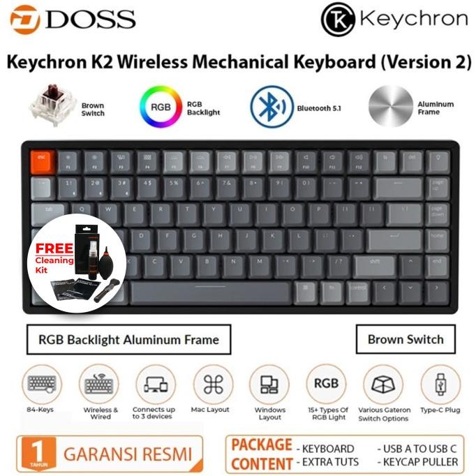 Jual Keychron K2 version 2 Brown Switch RGB Backlight Aluminum Frame ...