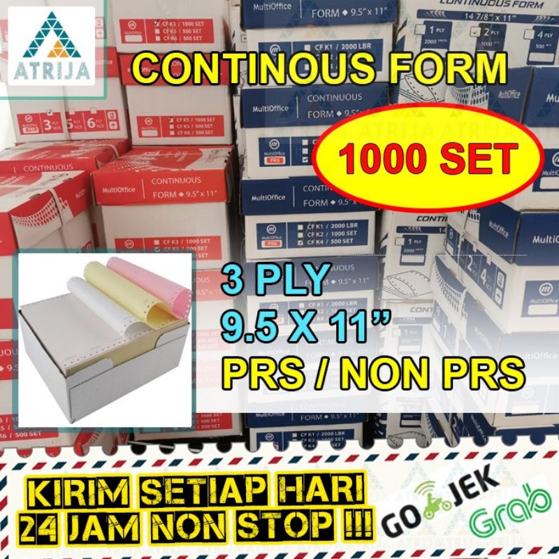 Jual Continuous Form 9.5 x 11 - 3 Ply. Kertas Komputer Kertas Rangkap 3 ...