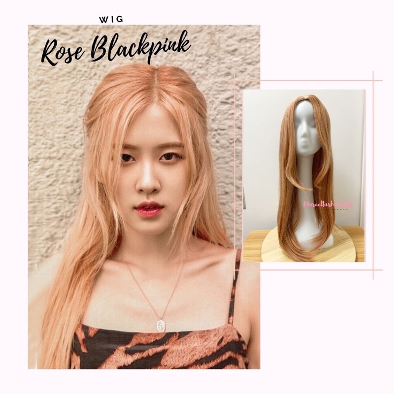 Jual WIG RAMBUT PALSU NON BANGS TANPA PONI ROSE BLACKPINK LURUS SMOOTHING PINK PEACH