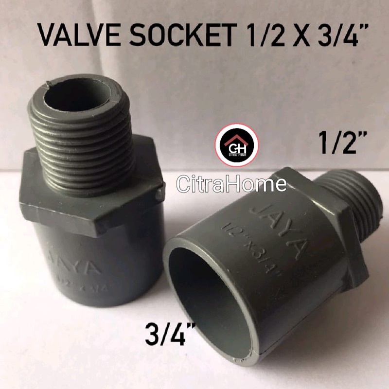 Jual Valve Socket Sok Drat Luar /SDL PVC TS 1/2 x 3/4” Jaya | Shopee ...
