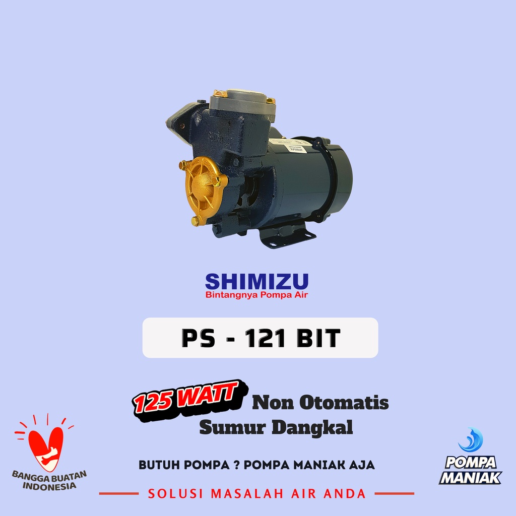 Jual Pompa Air Shimizu PS-121 BIT / PS121BIT Sumur Dangkal Non Otomatis ...