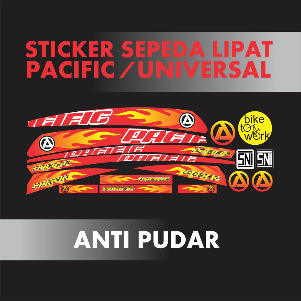 Jual STICKER SEPEDA PACIFIC MERAH API UNIVERSAL | Shopee Indonesia