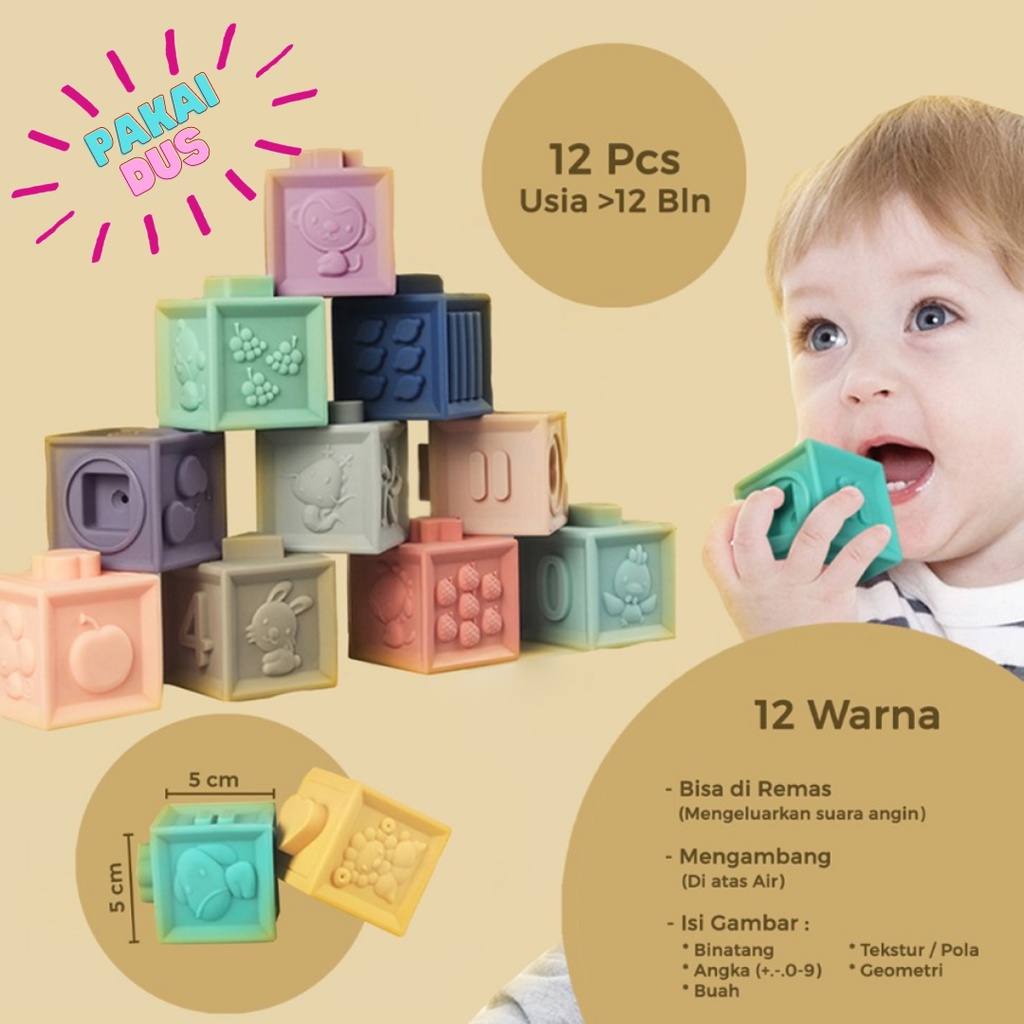 Jual Soft Stack Building Block Baby Teether | Balok Lentur Edukasi Anak ...