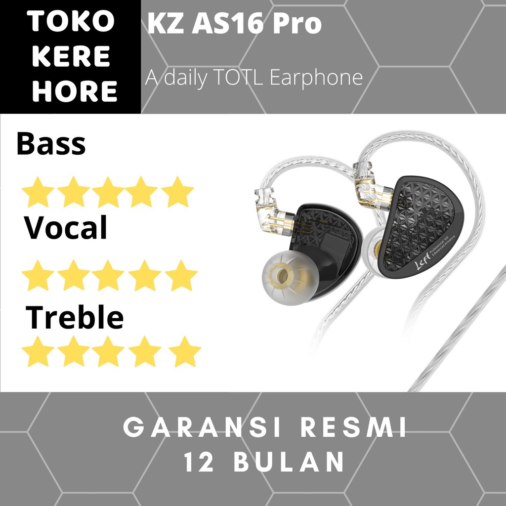 Jual KZ AS16 Pro Metal In Ear Earphone 8 BA with MIC - Garansi Resmi ...