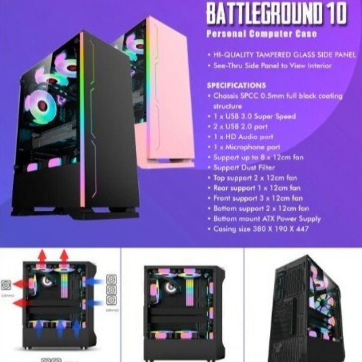 Jual Simbadda Battleground 10 Gaming Cpu Case - Tempered Glass Chassis ...