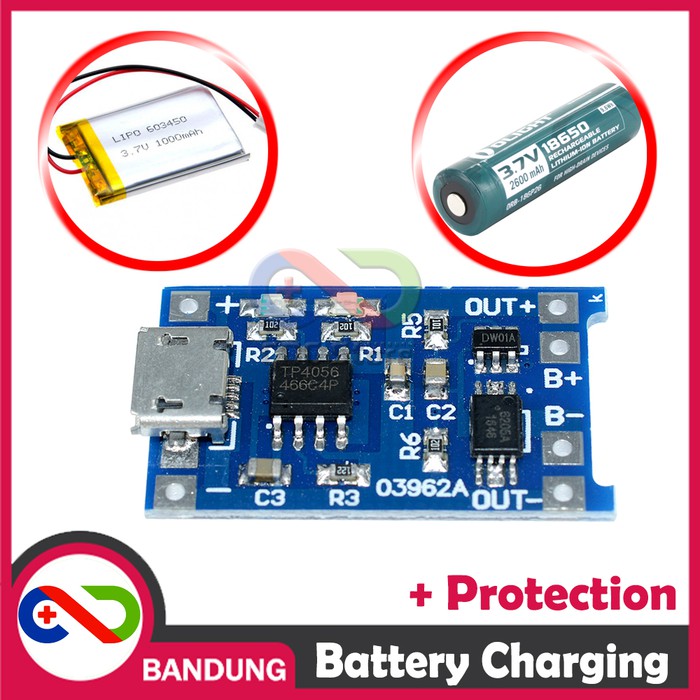 Jual TP4056 MODULE CHARGER MICRO USB 1A LITHIUM BATTERY CHARGING ...