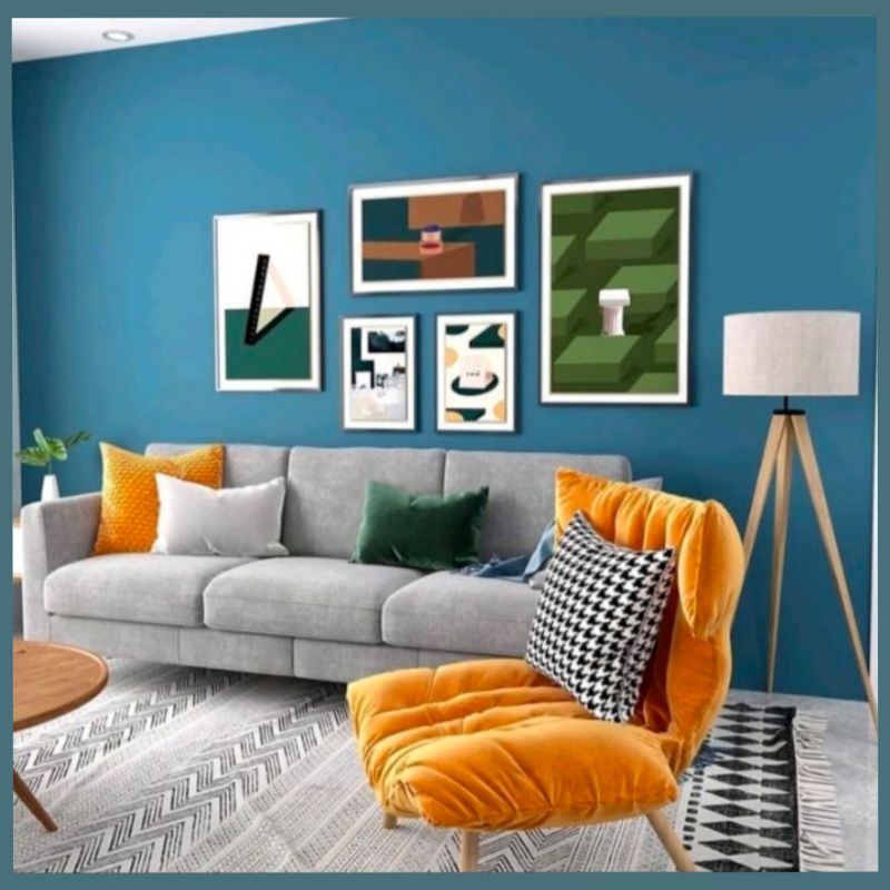 Jual Cod Bayar Di Tempat Wallpaper Sticker Dinding Motif Biru Polos