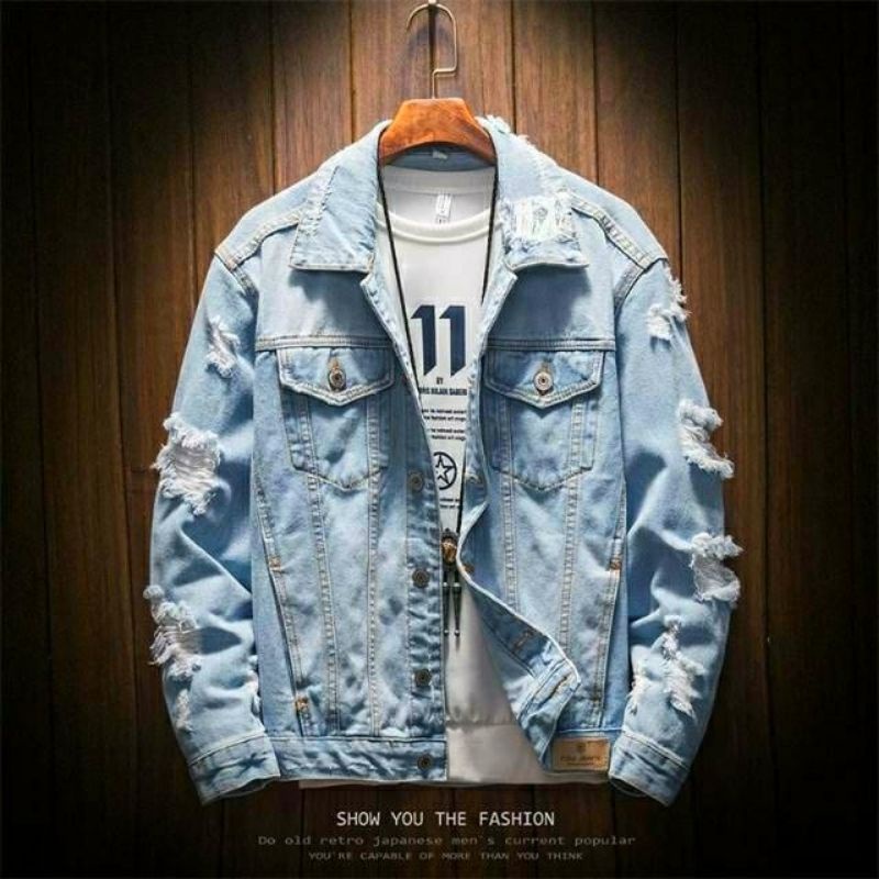 Ripped best sale jaket jeans