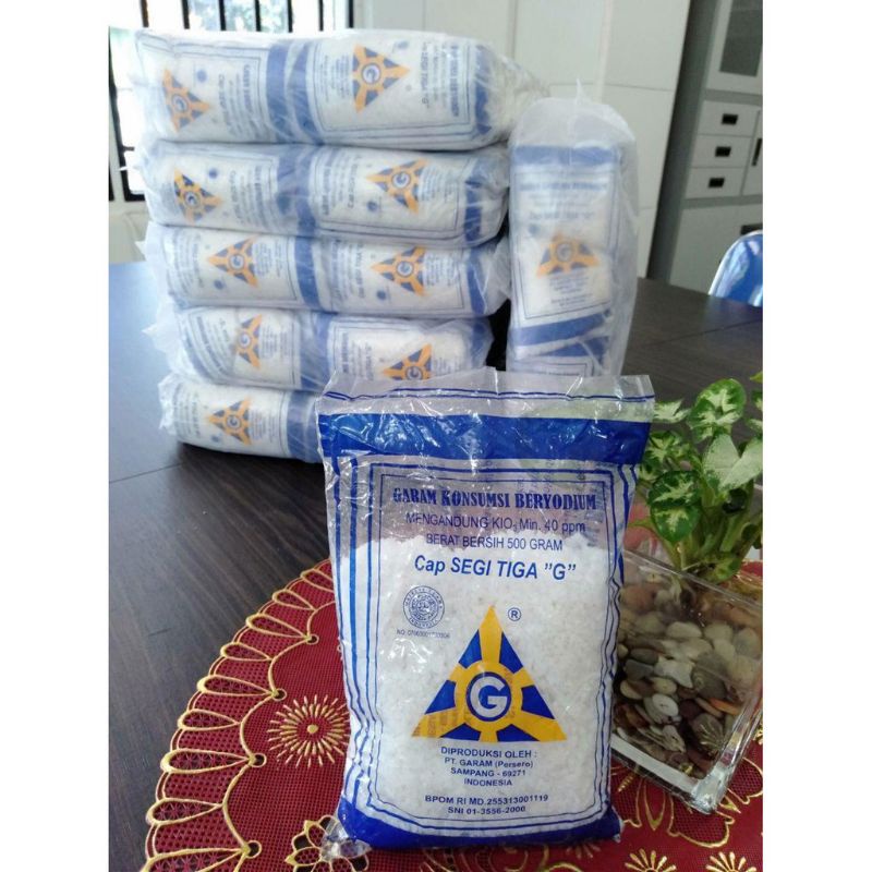 Jual Garam dapur kasar merk Segitiga G kemasan 250gr harga murah ...