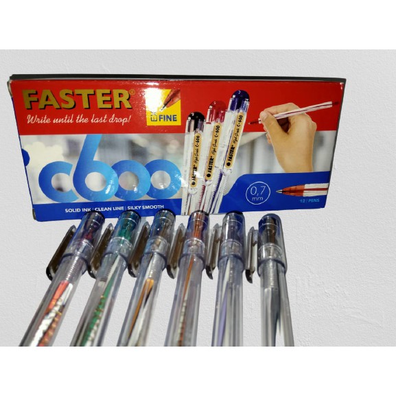 Jual Faster Ballpoint /Pulpen C600, 0.7mm Black, Blue 1 Box 12pcs ...