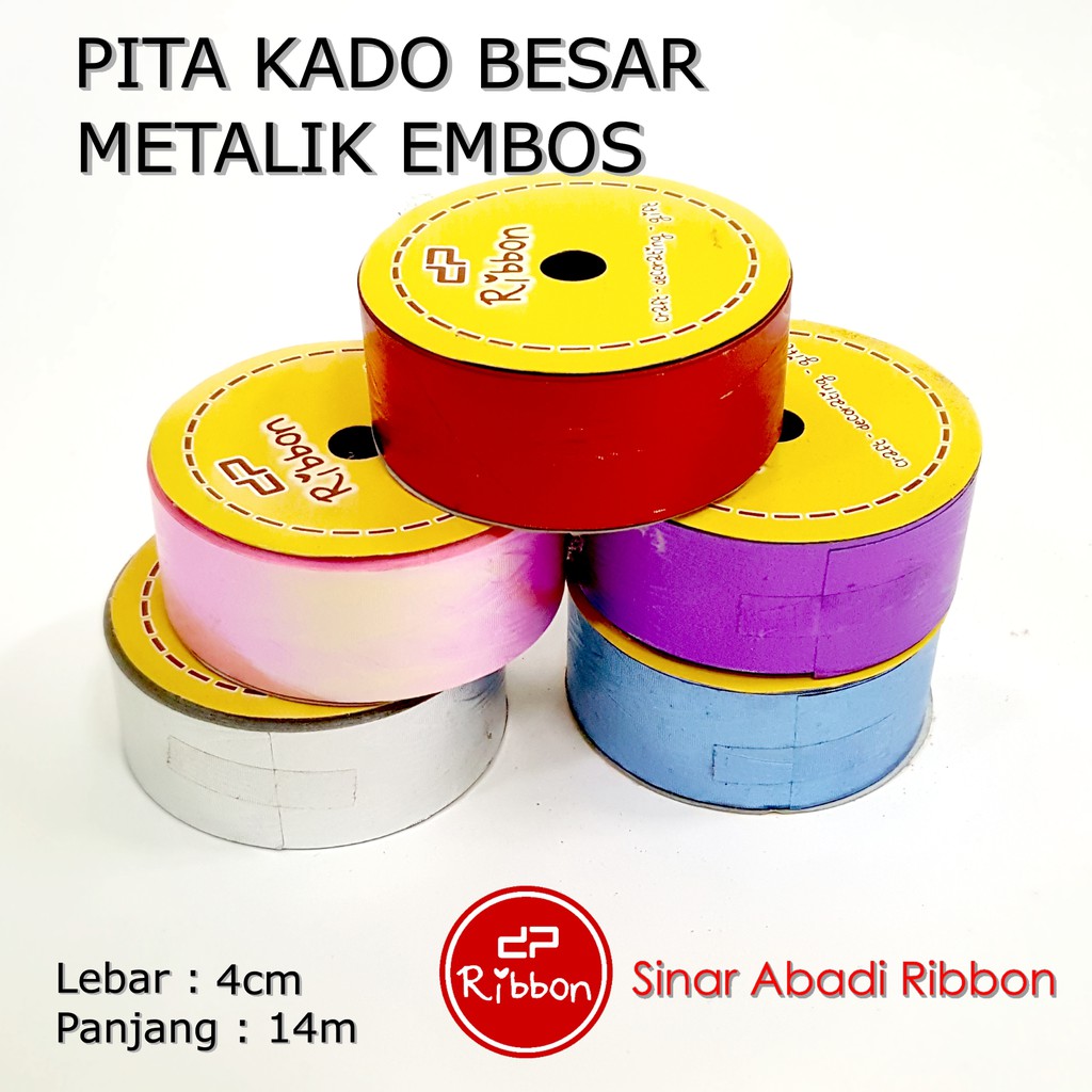 Jual Ribbon Pita Kado Besar Metalik Embos 4cm 1 5 Jepang Kertas Kilap