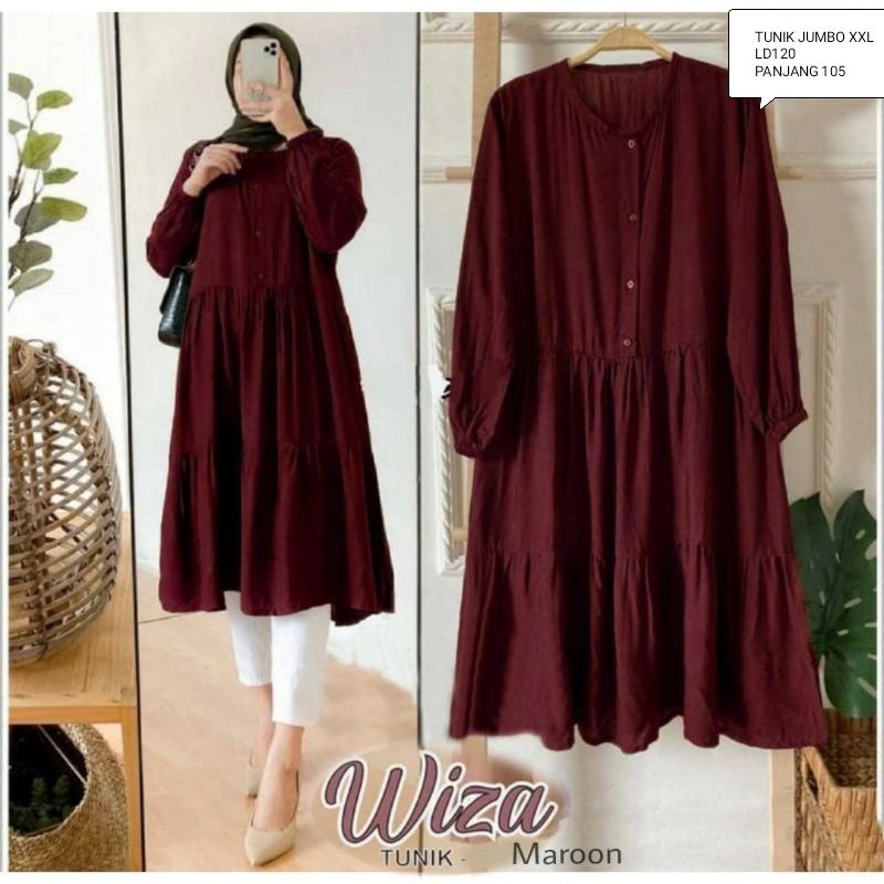 Jual TUNIK WIZA/TUNIK JUMBO LD120&102/TUNIK WANITA/TUNIK HIJAB/BIG SIZE/TUNIK MUSLIM/MIDI DRESS