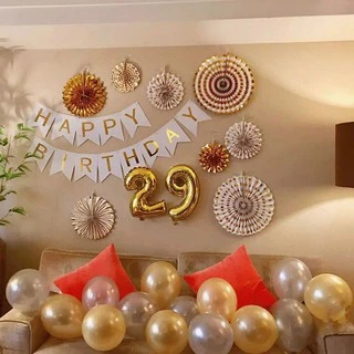 Set Paket Dekorasi Ulang Tahun Paperfan Gold Aesthetic