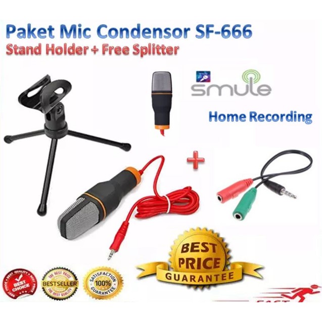 Jual Mic Condenser Sensitive Microphone Jack 3.5 Mm For Smule, PC