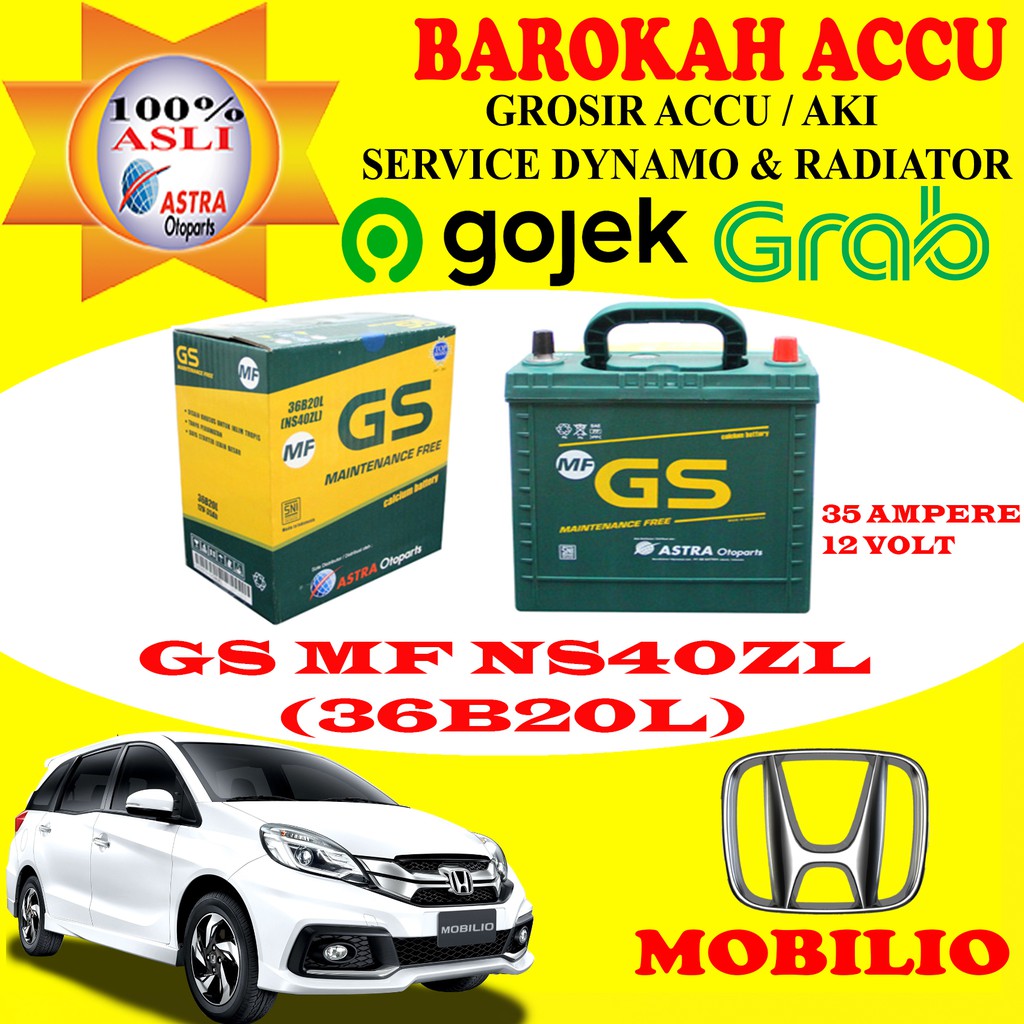 Jual Aki Mobil Honda Mobilio Gs Mf Ns40zl 36b20l 35 Ah Astra