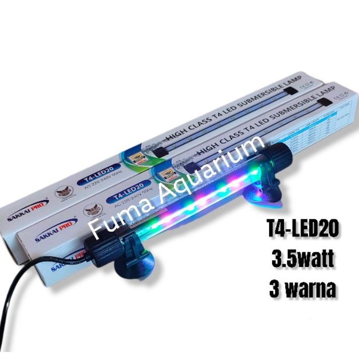 Jual Lampu Celup Aquarium 20cm SAKKAI PRO T4-LED20 3 Warna Akuarium ...