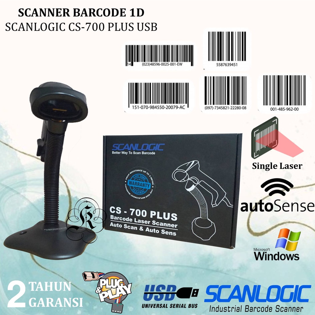 Jual SCANLOGIC CS700 SCANNER BARCODE 1D PLUS STAND USB CS700 / CS 700