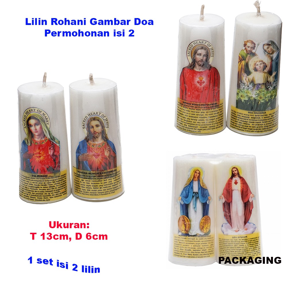 Lilin Rohani Gambar Doa Permohonan Isi 2 (Uk. 13 x 6cm)
