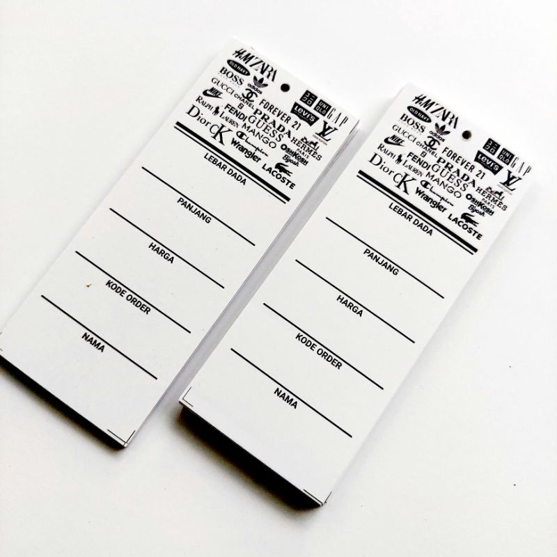 Jual Hang Tag Label Baju Bonus Tali Hangtag Garis 4x10cm Hantag Handtag ...