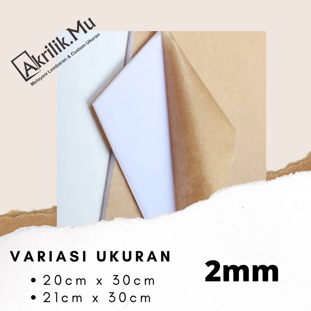 Jual Lembaran Akrilik Warna Putih solid & Putih Susu A4 2mm, Acrylic