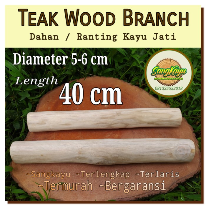 Jual Dahan ranting kayu jati 5-6-40 cm teak wood branch macrame wood ...