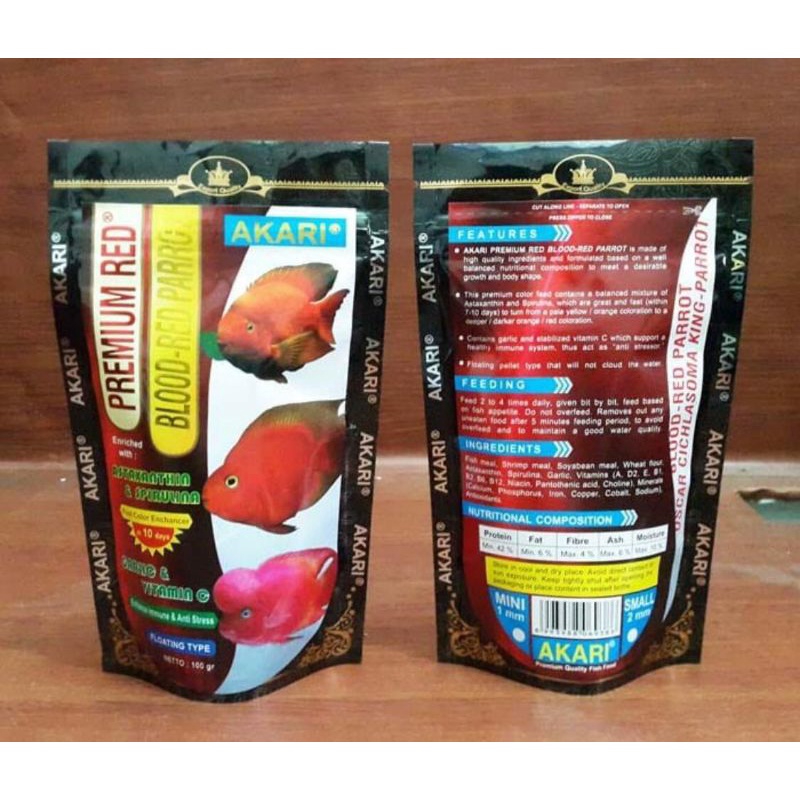 Jual Akari Premium Red Blood Parrot Red Parrot Gr Gram Pelet