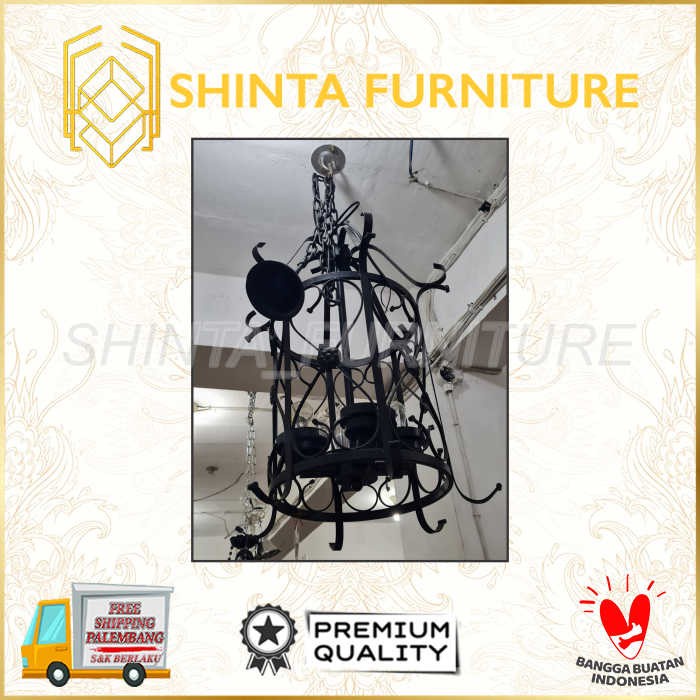 Jual Lampu Hias Gantung Modern Elegan Model Sangkar Burung Hitam