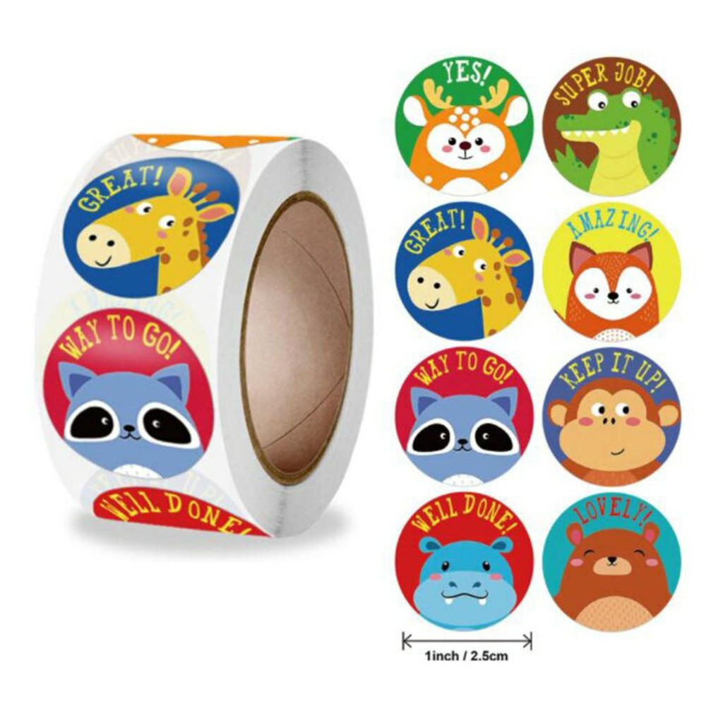 Jual Stiker Label Reward Bulat Hewan Sticker Label Reward Bulat ...