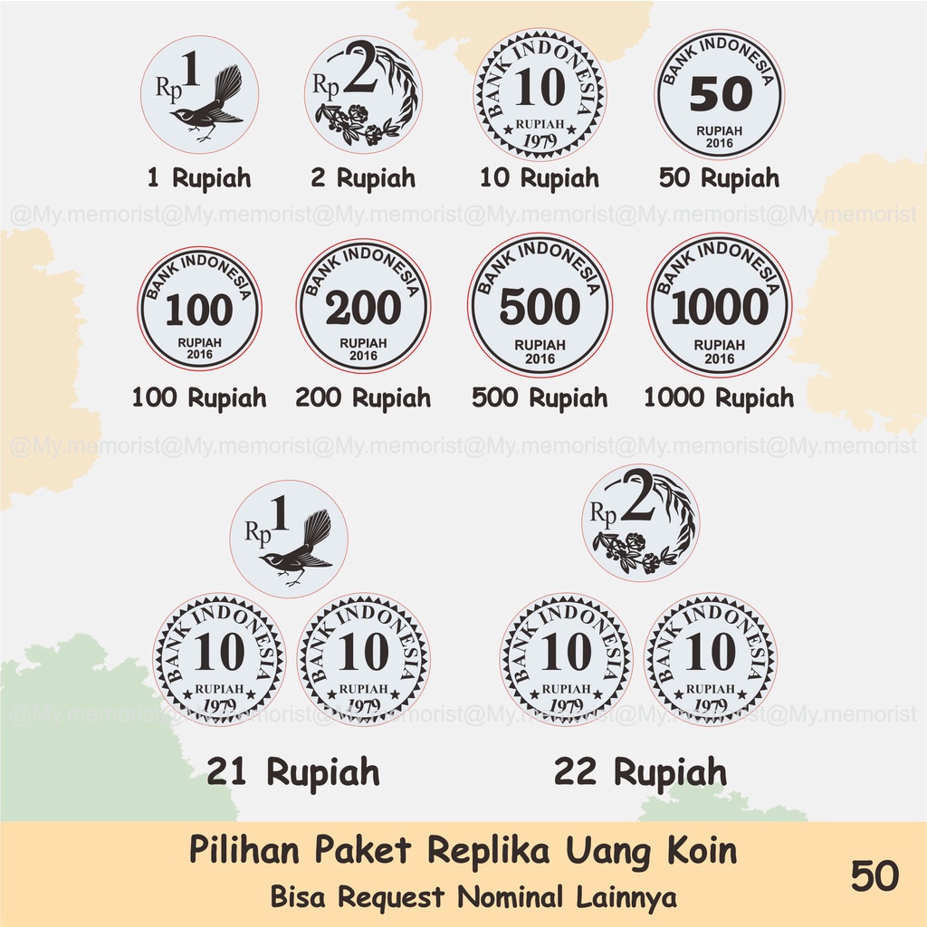 Jual Replika Uang Koin Kuno Rupiah Bahan Mahar Akrilik Silver Perak