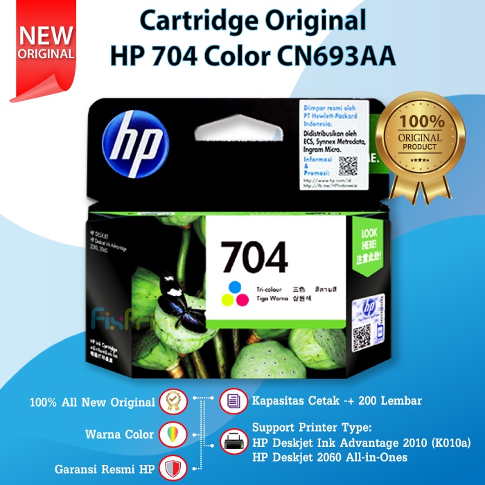 Jual Cartridge HP 704 Black & Tri-Colour Original 1 SET Catridge Color ...
